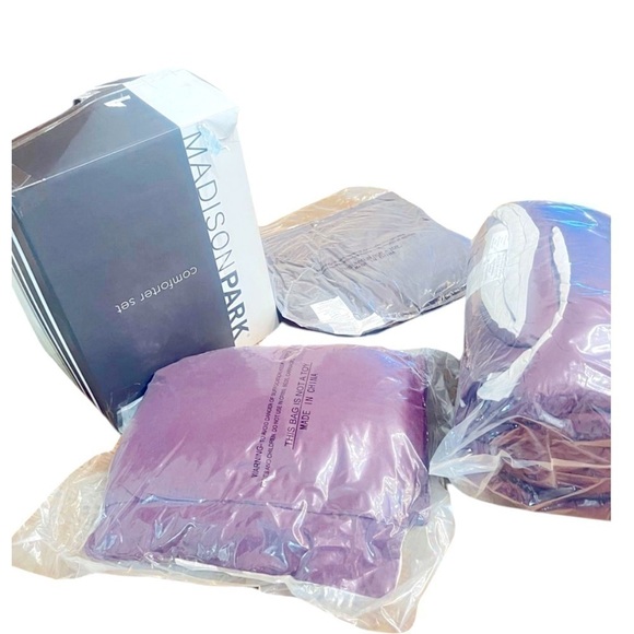 Madison Park Palisades 7 Piece Faux Suede Comforter Set in Purple queen - Picture 13 of 16